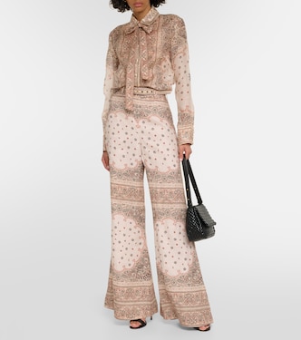 Matchmaker printed linen and silk blouse | Zimmermann