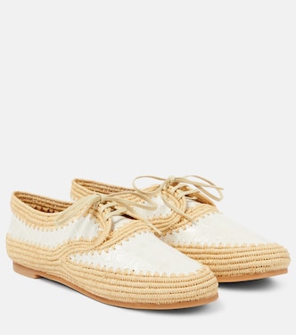 Idana leather-trimmed straw brogues | Clergerie