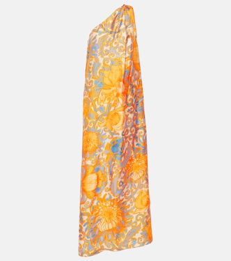 Abito lungo monospalla Roy in twill di seta | La DoubleJ