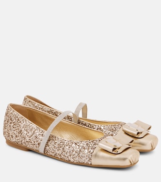 Ballerine Zina con glitter e pelle | Ferragamo
