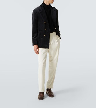 Double-breasted cotton velvet blazer | Brunello Cucinelli