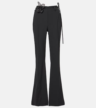Floral-appliqué high-rise flared pants | Rotate