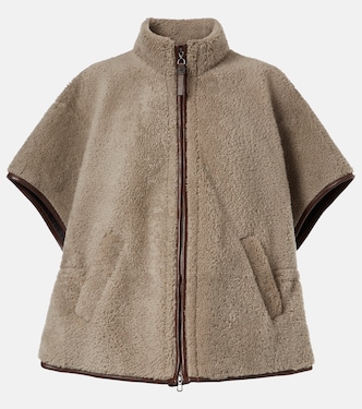 Monili leather-trimmed shearling jacket | Brunello Cucinelli