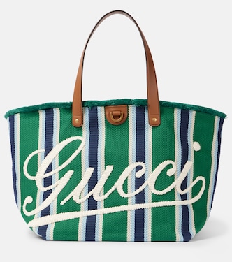 Large logo embroidered canvas tote bag | Gucci