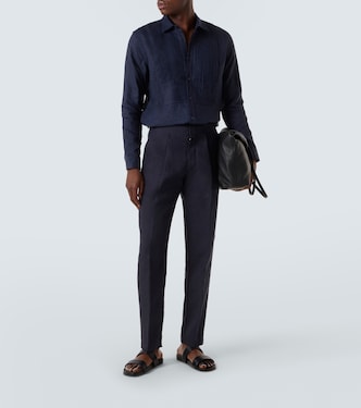 Giles cotton and linen tuxedo shirt | Orlebar Brown