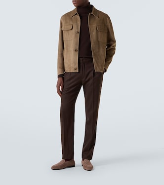 Virgin wool flannel tapered pants | Rubinacci