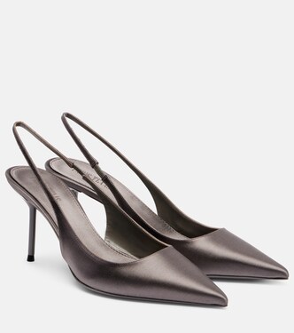 Lidia 70 satin slingback pumps | Paris Texas