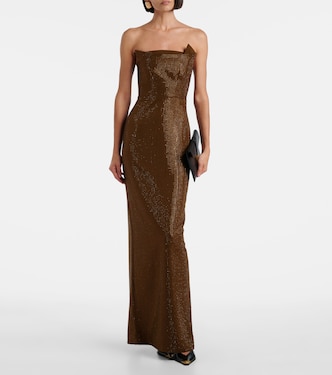 Vestido de fiesta sin tirantes adornado | Roland Mouret