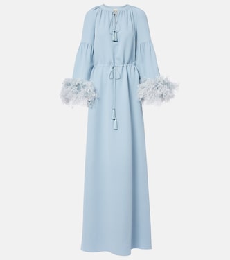 Feather-trimmed silk gown | Valentino