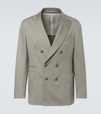 Double-breasted silk suit jacket | Brunello Cucinelli