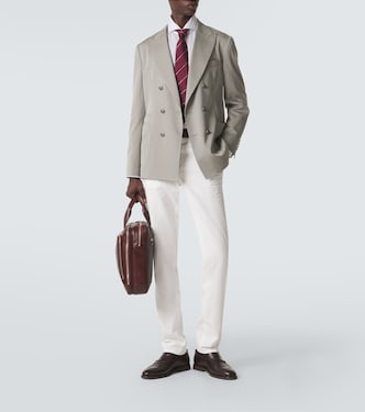 Double-breasted silk suit jacket | Brunello Cucinelli