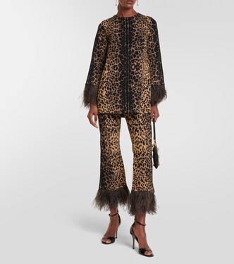 Jersey estampado con ribete de plumas | Valentino