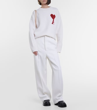 High-rise wool-blend wide-leg pants | Ami Paris