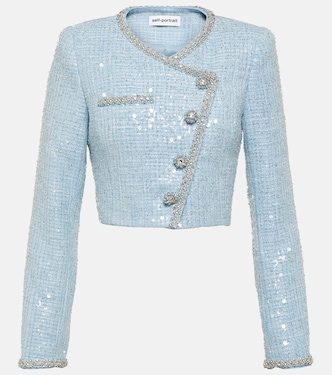 Cropped-Blazer aus Bouclé mit Pailletten | Self-Portrait