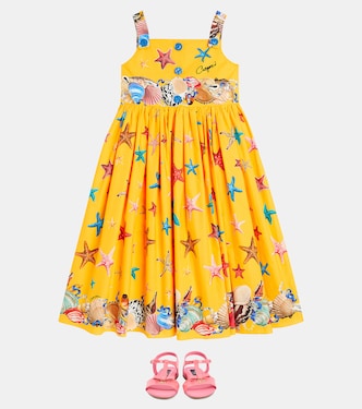 Vestido Capri de popelín de algodón estampado | Dolce&Gabbana Kids