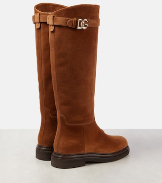 Logo suede knee-high boots | Dolce&Gabbana