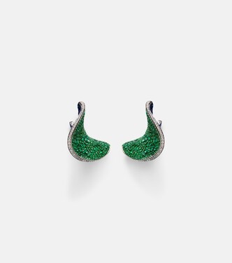 Ohrringe Wave aus 18kt Weißgold mit Diamanten, Saphiren und Tansanit | Kamyen