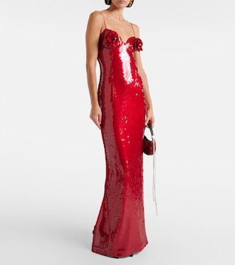 Floral-appliqué sequined gown | Magda Butrym