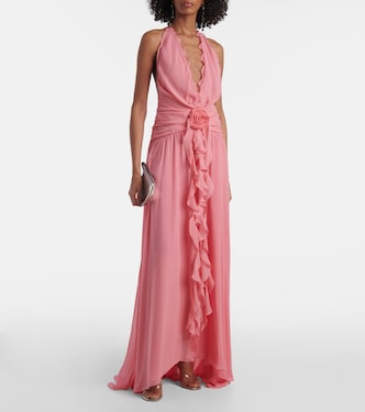 Abito lungo in georgette di seta | Blumarine