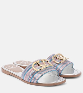 Sandalias VLogo de piel metalizada | Valentino Garavani