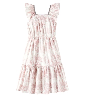 Verziertes Kleid aus Baumwollpopeline | Brunello Cucinelli Kids