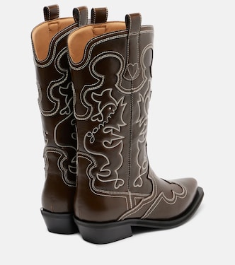 Bottines santiags Mid Shaft brodées | Ganni