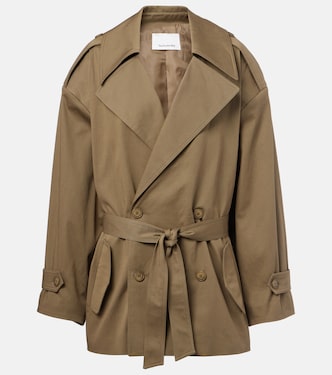 Zurich oversized cotton cropped trench coat | The Frankie Shop