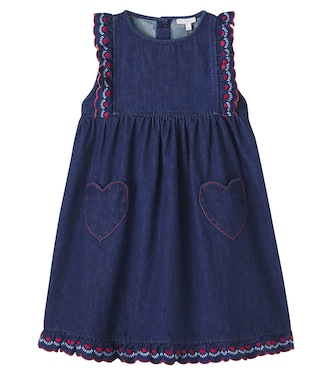 Tessa embroidered cotton denim dress | Bebe Organic