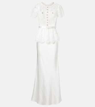 Bridal embellished lace satin gown | Self-Portrait