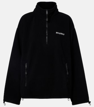 Logo fleece half-zip sweatshirt | Miu Miu