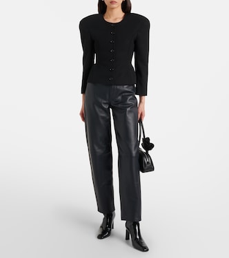 Neat leather straight pants | Frame