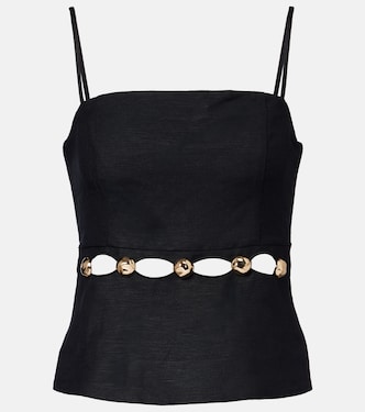 Cutout embellished linen-blend camisole | Simkhai