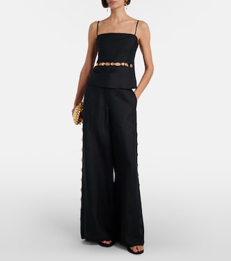 Cutout embellished linen-blend camisole | Simkhai