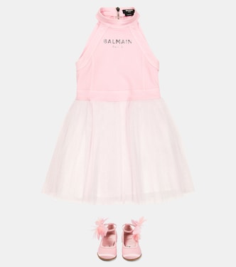Ballerine Anemonina in raso con piume | Christian Louboutin Kids