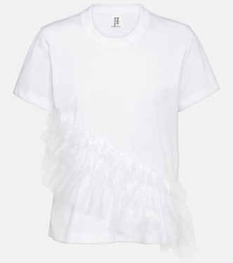 T-shirt in jersey di cotone con tulle | Noir Kei Ninomiya