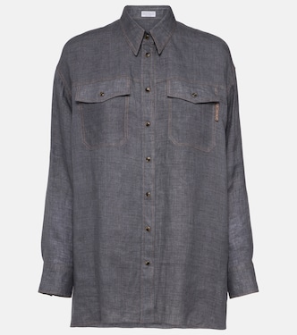 Camicia oversize in lino | Brunello Cucinelli