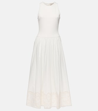 Pegasus embroidered cotton poplin midi dress | Alémais