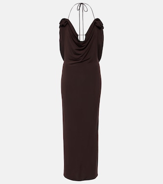 Vestido midi fruncido con aplique floral | Magda Butrym