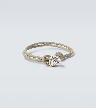 Leather-trimmed sterling silver bracelet | Bottega Veneta