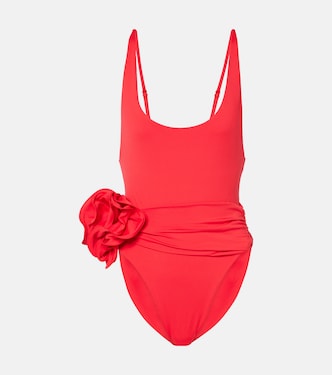 Floral-appliqué ruched swimsuit | Magda Butrym