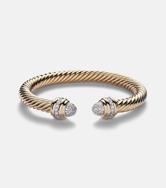 Classic Cablespira® 18kt gold bangle with diamonds | David Yurman