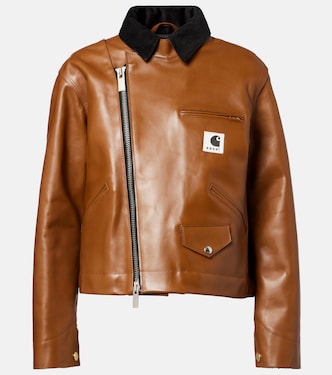 x Carhartt asymmetric leather jacket | Sacai