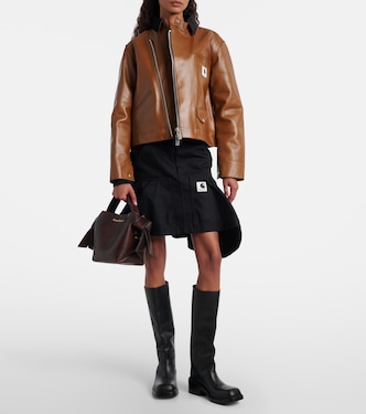 x Carhartt asymmetric leather jacket | Sacai