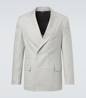 Checked double-breasted wool blazer | Brunello Cucinelli