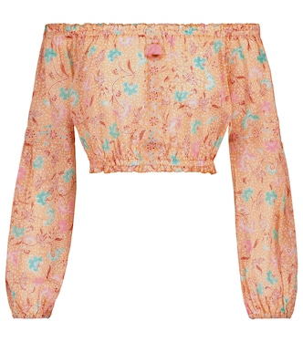 Rachel printed cotton crop top | Poupette St Barth