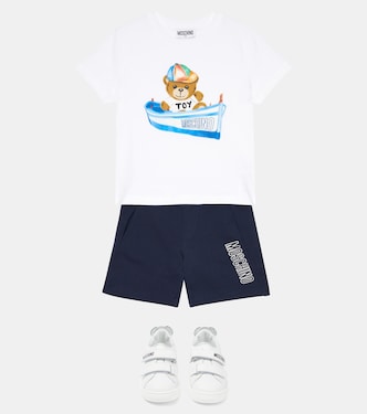 T-shirt e shorts in cotone con stampa | Moschino Kids