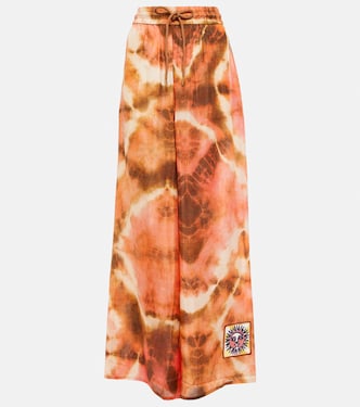 بنطلون واسع من الحرير Vacay بخصر عالي وصبغة Tie-dye | Zimmermann