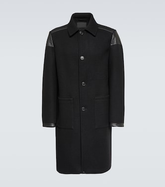 Mantel aus einem Wollgemisch mit Leder | Prada