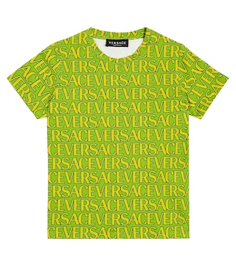 Versace Allover 코튼 블렌드 티셔츠 | Versace Kids