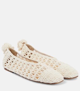 Floral-appliqué crochet ballet flats | Magda Butrym